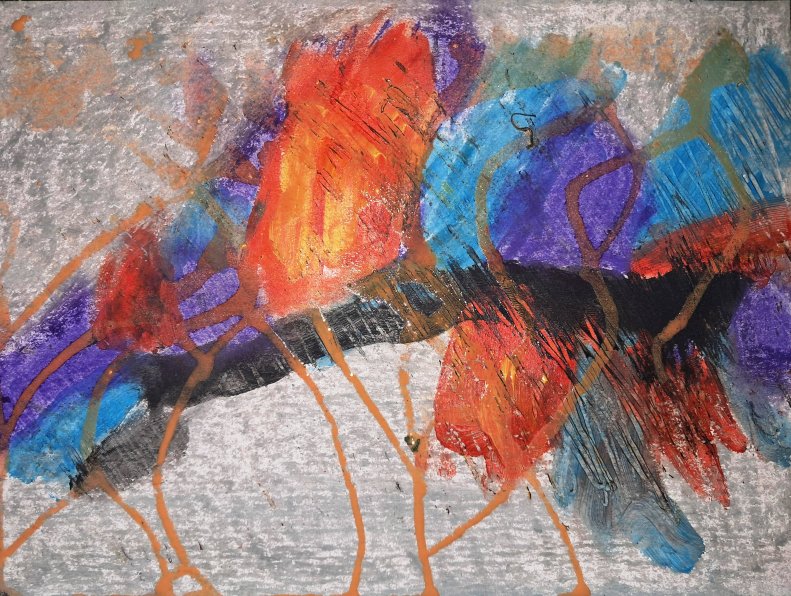 Abstract painting: The World Split, but Growth Continued